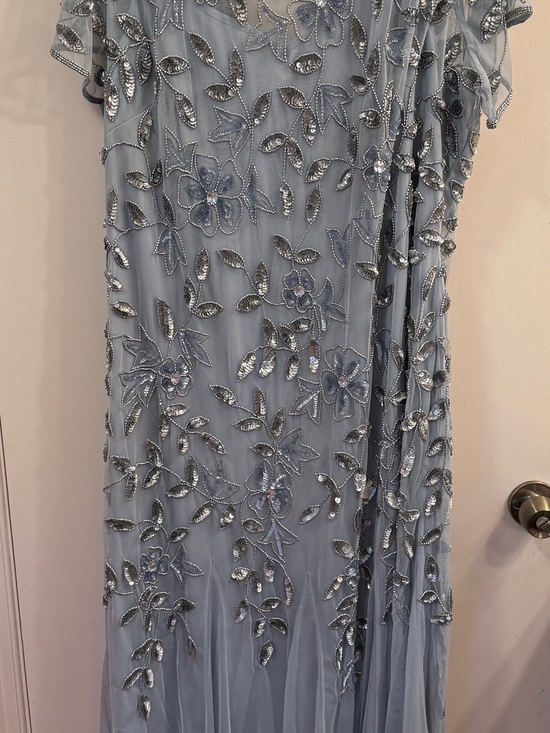 Adrianna Papell Dresses & Skirts - Embellished Beaded Light Blue Gray Floral Evening Dress 22W 3X